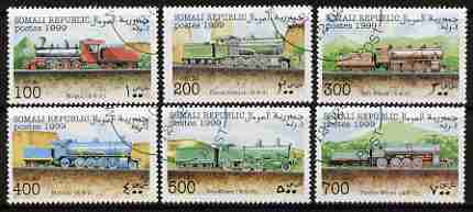 Somalia 1999 Steam Locos perf set of 6 cto used, stamps on railways, stamps on 