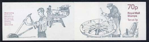 Booklet - Great Britain 1978 -79 Country Crafts #4 (Wheel Making) 70p booklet with cyl number in margin at left, SG FD5A