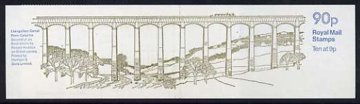 Great Britain 1978-79 British Canals #2 (Llangollen Canal) 90p folded booklet with margin at left SG FG3A, stamps on , stamps on  stamps on canals, stamps on  stamps on bridges, stamps on  stamps on civil engineering