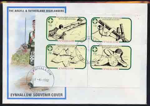 Eynhallow 1982 75th Anniversary of Scouting i,perf set of 4 on cover with first day cancel, stamps on , stamps on  stamps on scouts