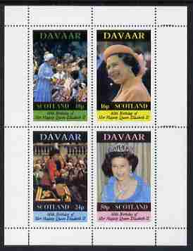 Davaar Island 1986 Queen's 60th Birthday perf sheetlet containing set of 4 stamps unmounted mint, stamps on , stamps on  stamps on royalty, stamps on  stamps on 60th birthday