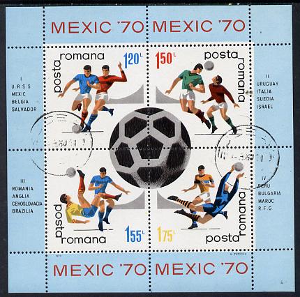 Rumania 1970 Football World Cup m/sheet cto used SG MS 3735 (Mi BL 75), stamps on , stamps on  stamps on football, stamps on  stamps on sport 