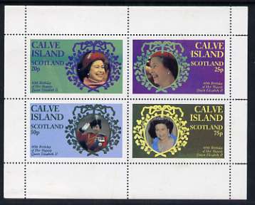 Calve Island 1986 Queen's 60th Birthday perf sheetlet containing set of 4 stamps unmounted mint, stamps on , stamps on  stamps on royalty, stamps on  stamps on 60th birthday