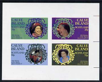 Calve Island 1986 Queen's 60th Birthday imperf sheetlet containing set of 4 stamps unmounted mint, stamps on , stamps on  stamps on royalty, stamps on  stamps on 60th birthday