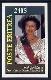 Eritrea 1986 Queens 60th Birthday imperf deluxe sheet (240s value), stamps on royalty, stamps on 60th birthday