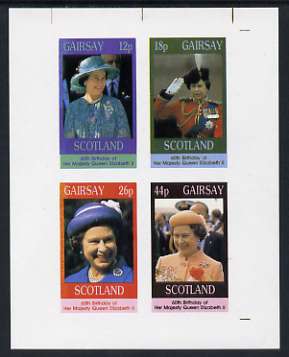 Gairsay 1986 Queen's 60th Birthday imperf sheetlet containing set of 4 stamps unmounted mint, stamps on , stamps on  stamps on royalty, stamps on  stamps on 60th birthday