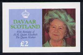 Davaar Island 1985 Life & Times of HM Queen Mother imperf deluxe sheet (£2 value) unmounted mint, stamps on royalty, stamps on queen mother