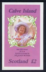 Calve Island 1985 Life & Times of HM Queen Mother imperf deluxe sheet (£2 value) unmounted mint, stamps on royalty, stamps on queen mother
