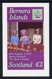 Bernera 1985 Life & Times of HM Queen Mother imperf deluxe sheet (2 value) unmounted mint