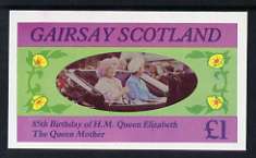 Gairsay 1985 Life & Times of HM Queen Mother imperf souvenir sheet (£1 value) unmounted mint, stamps on royalty, stamps on queen mother