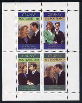 Grunay 1986 Royal Wedding perf sheetlet of 4, unmounted mint, stamps on royalty, stamps on andrew & fergie