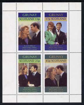 Grunay 1986 Royal Wedding perf sheetlet of 4, unmounted mint, stamps on , stamps on  stamps on royalty, stamps on  stamps on andrew & fergie