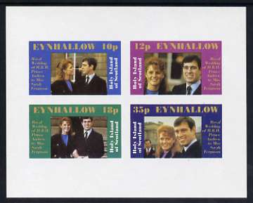 Eynhallow 1986 Royal Wedding imperf sheetlet of 4, unmounted mint, stamps on , stamps on  stamps on royalty, stamps on  stamps on andrew & fergie