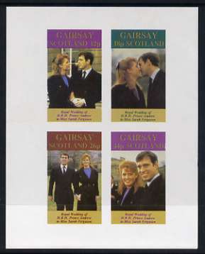 Gairsay 1986 Royal Wedding imperf sheetlet of 4, unmounted mint, stamps on , stamps on  stamps on royalty, stamps on  stamps on andrew & fergie