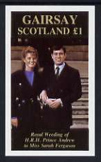 Gairsay 1986 Royal Wedding imperf souvenir sheet (£1 value) unmounted mint, stamps on royalty, stamps on andrew & fergie