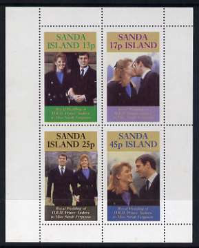 Sanda Island 1986 Royal Wedding perf sheetlet of 4, unmounted mint, stamps on , stamps on  stamps on royalty, stamps on  stamps on andrew & fergie