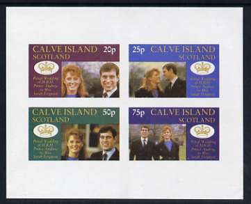 Calve Island 1986 Royal Wedding imperf sheetlet of 4, unmounted mint, stamps on , stamps on  stamps on royalty, stamps on  stamps on andrew & fergie