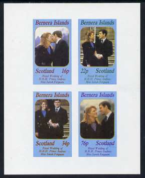 Bernera 1986 Royal Wedding imperf sheetlet of 4, unmounted mint, stamps on , stamps on  stamps on royalty, stamps on  stamps on andrew & fergie