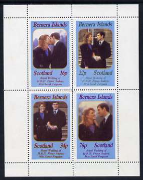 Bernera 1986 Royal Wedding perf sheetlet of 4, unmounted mint, stamps on , stamps on  stamps on royalty, stamps on  stamps on andrew & fergie