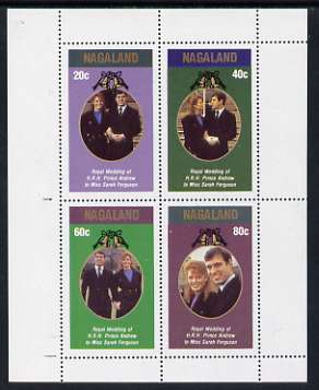 Nagaland 1986 Royal Wedding perf sheetlet of 4, unmounted mint, stamps on , stamps on  stamps on royalty, stamps on  stamps on andrew & fergie