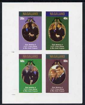 Nagaland 1986 Royal Wedding imperf sheetlet of 4, unmounted mint, stamps on , stamps on  stamps on royalty, stamps on  stamps on andrew & fergie