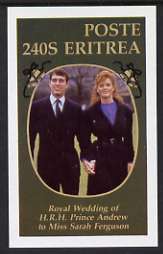 Eritrea 1986 Royal Wedding imperf deluxe sheet (240s value), stamps on , stamps on  stamps on royalty, stamps on  stamps on andrew & fergie