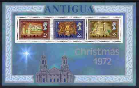 Antigua 1972 Christmas (St Johns Cathedral) perf m/sheet unmounted mint, SG MS 338, stamps on christmas, stamps on cathedrals