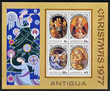 Antigua 1977 Christmas perf m/sheet unmounted mint, SG MS 561, stamps on , stamps on  stamps on christmas, stamps on  stamps on arts, stamps on  stamps on 