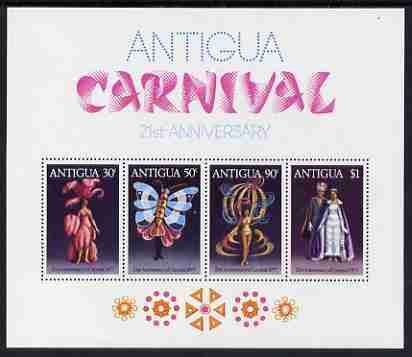 Antigua 1977 21st Anniversary of Carnival perf m/sheet unmounted mint, SG MS 547, stamps on , stamps on  stamps on carnivals, stamps on  stamps on dancing, stamps on  stamps on butterflies