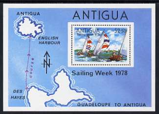 Antigua 1978 Sailing Week perf m/sheet unmounted mint, SG MS 580, stamps on , stamps on  stamps on maps, stamps on  stamps on sailing, stamps on  stamps on yachts