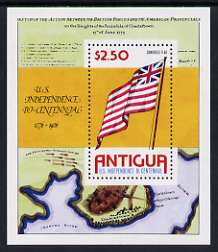 Antigua 1976 USA Bicentenary perf m/sheet unmounted mint, SG MS 494, stamps on , stamps on  stamps on americana, stamps on  stamps on flags, stamps on  stamps on maps