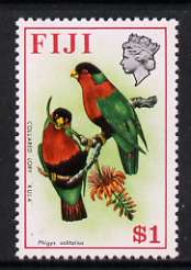 Fiji 1975-77 Birds & Flowers $1 (Collared Lory) unmounted mint, SG 519*, stamps on , stamps on  stamps on birds