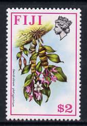 Fiji 1975-77 Birds & Flowers $2 (Dendrobium platygastrium) unmounted mint, SG 520*, stamps on flowers, stamps on orchids