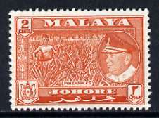 Malaya - Johore 1960 Pineapples 2c (from def set) unmounted mint, SG 156, stamps on , stamps on  stamps on pineapples, stamps on  stamps on fruit, stamps on  stamps on food