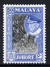 Malaya - Johore 1960 Aborigines Hunting with Blowpipes 50c perf 12.5 (from def set) unmounted mint, SG 162