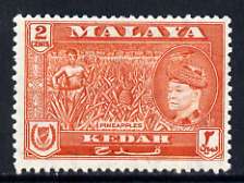 Malaya - Kedah 1957 Pineapples 2c (from def set) unmounted mint, SG 93, stamps on pineapples, stamps on fruit, stamps on food