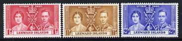 Leeward Islands 1937 KG6 Coronation perf set of 3 unmounted mint, SG 92-94*, stamps on royalty, stamps on , stamps on  kg6 , stamps on , stamps on coronation