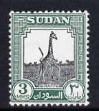 Sudan 1951-61 Giraffe 3m unmounted mint, SG 125, stamps on animals, stamps on giraffes
