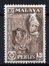 Malaya - Perlis 1957 Tiger 10c brown (from def set) unmounted mint, SG 34, stamps on , stamps on  stamps on tigers, stamps on  stamps on cats