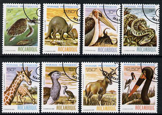 Mozambique 1981 Protected Animals cto set of 8 complete SG 856-63*, stamps on , stamps on  stamps on animals