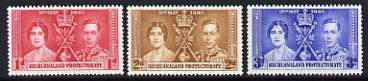 Bechuanaland 1937 KG6 Coronation perf set of 3 unmounted mint, SG 115-17