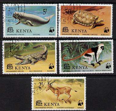 Kenya 1977 WWF Endangered Species cto set of 5 complete SG 96-100*, stamps on animals      wwf     reptiles, stamps on  wwf , stamps on 