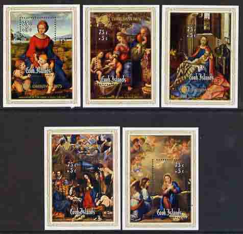 Cook Islands 1975 Christmas - Children's Charity set of 5 m/sheets (Religious Paintings) unmounted mint, SG MS 535, stamps on , stamps on  stamps on christmas, stamps on  stamps on arts, stamps on  stamps on raphael, stamps on  stamps on murillo, stamps on  stamps on children