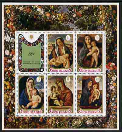 Cook Islands 1977 Christmas - Children's Charity set of 5 m/sheets (Religious Paintings) unmounted mint, SG MS 582, stamps on , stamps on  stamps on christmas, stamps on  stamps on arts, stamps on  stamps on children