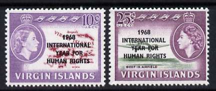 British Virgin Islands 1968 Human Rights Year perf set of 2 unmounted mint, SG 224-25*