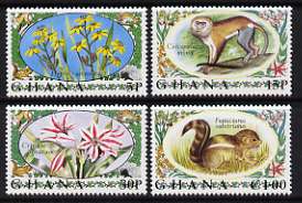 Ghana 1972 Flora & Fauna perf set of 4 unmounted mint, SG 636-39*, stamps on flowers, stamps on squirrels, stamps on apes, stamps on 