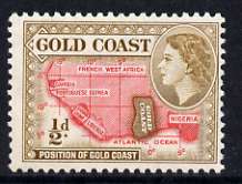 Gold Coast 1952-54 Map of West Africa 1/2d (yellow-brown) unmounted mint from def set, SG 153, stamps on , stamps on  stamps on maps