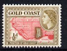 Gold Coast 1952-54 Map of West Africa 1/2d (bistre-brown) unmounted mint from def set, SG 153a, stamps on maps