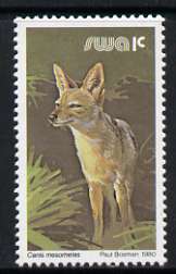 South West Africa 1980-89 Jackal 1c (chalky paper) from Wildlife Def set unmounted mint, SG 349a, stamps on animals, stamps on jackal