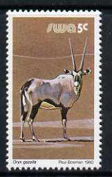 South West Africa 1980-89 Gemsbok 5c (chalky paper) from Wildlife Def set unmounted mint, SG 353a, stamps on , stamps on  stamps on animals, stamps on  stamps on deer